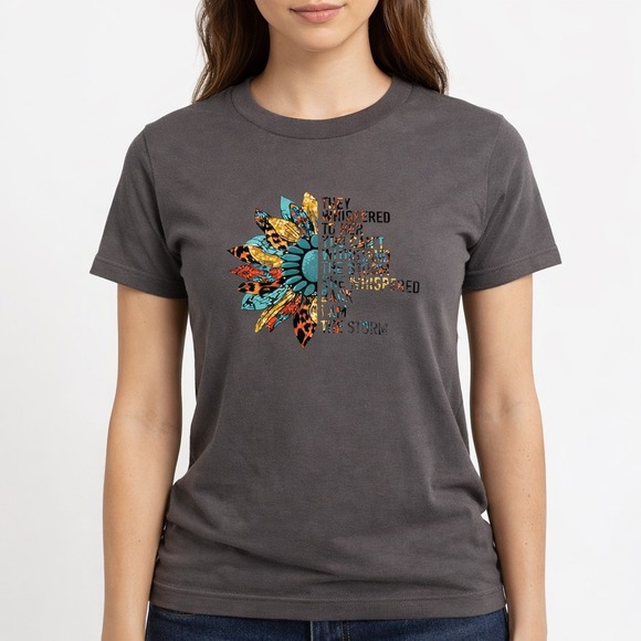 Gildan Tops - Gildan Women's Graphic Tee Sunflower "I Am The Storm" Charcoal S